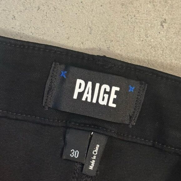 PAIGE Mayslie Straight Ankle Pants in Black Fog Luxe Coating - Size 30 - Picture 3 of 16